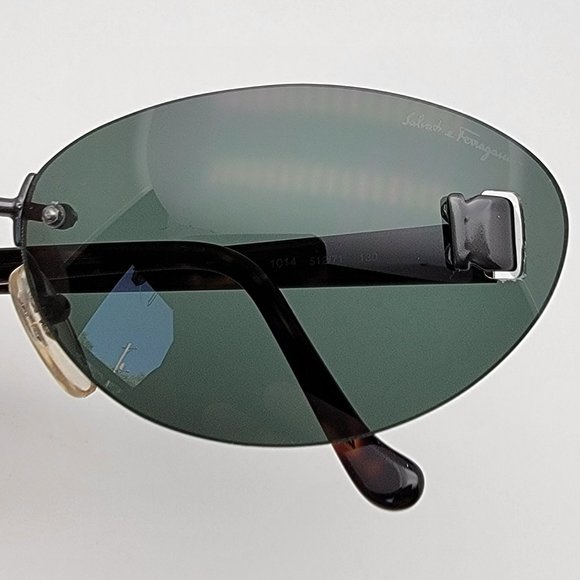 Salvatore Ferragamo 1014 512/71 Tortoise Frame Green Lens Rimless Sunglasses main image 11